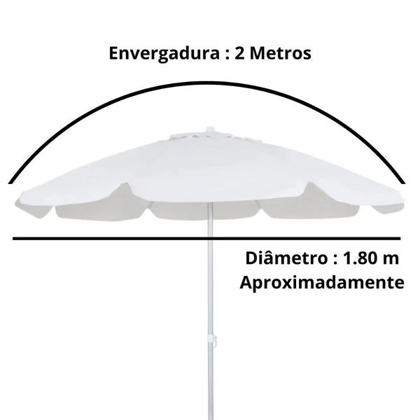 Imagem de Kit 2 Cadeiras de Praia em Aluminio + Guarda Sol Bagum 2 M Branco Aluminio