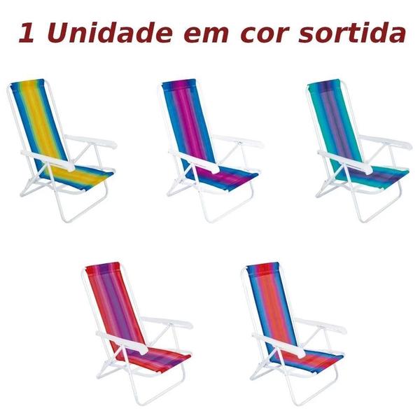 Imagem de Kit 2 Cadeiras de Praia + Guarda-sol Branco e Azul + Caixa Termica 18lts  Mor 