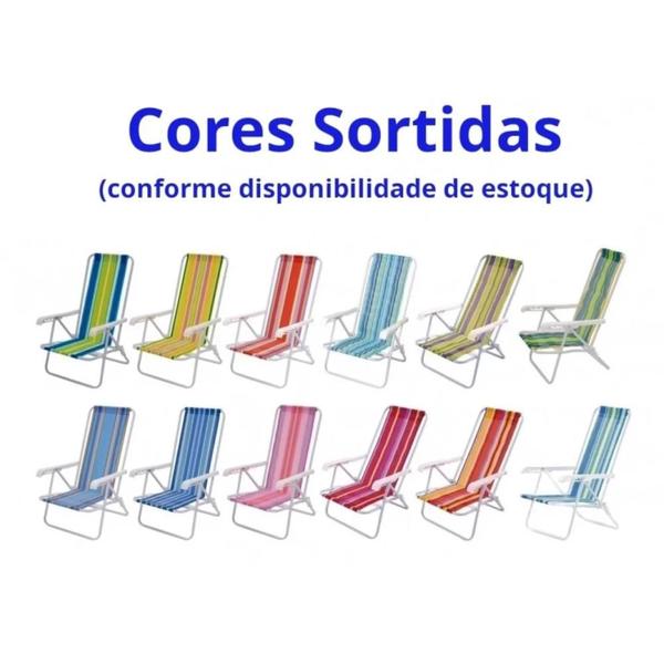 Imagem de Kit 2 Cadeiras de Praia Reclinavel 4 Posicoes Aco Cores Sortidas  Mor 