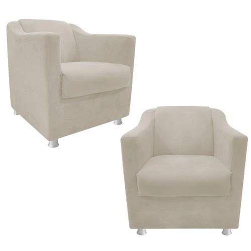 Imagem de Kit 2 Cadeiras Decorativa Tilla Área Gourmet Suede Palha - Kimi Design