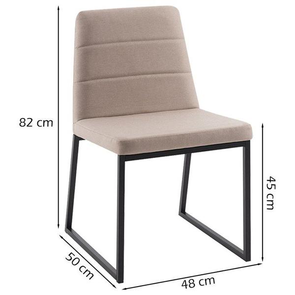 Kit 2 Cadeiras Decorativas Base Aço Preto F36 Linho Bege Dmobiliario - Daf Mobiliario Imagem de Kit 2 Cadeiras Decorativas Base Aço Preto F36 Linho Bege Dmobiliario