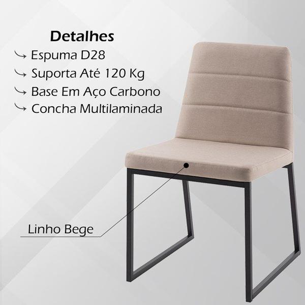 Kit 2 Cadeiras Decorativas Base Aço Preto F36 Linho Bege Dmobiliario - Daf Mobiliario Imagem de Kit 2 Cadeiras Decorativas Base Aço Preto F36 Linho Bege Dmobiliario