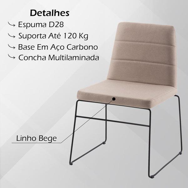 Kit 2 Cadeiras Decorativas Base Aço Preto F40 Linho Bege Dmobiliario - Daf Mobiliario Imagem de Kit 2 Cadeiras Decorativas Base Aço Preto F40 Linho Bege Dmobiliario