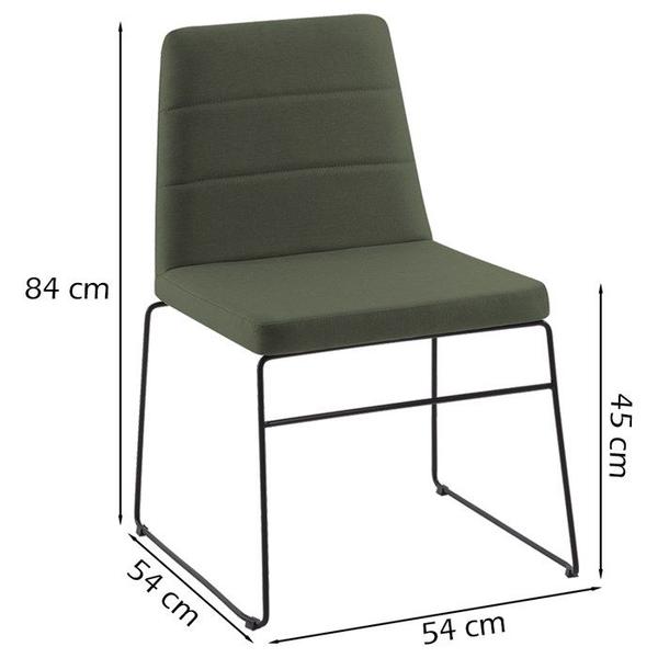 Imagem de Kit 2 Cadeiras Decorativas Base Aço Preto F40 Linho Verde Dmobiliario