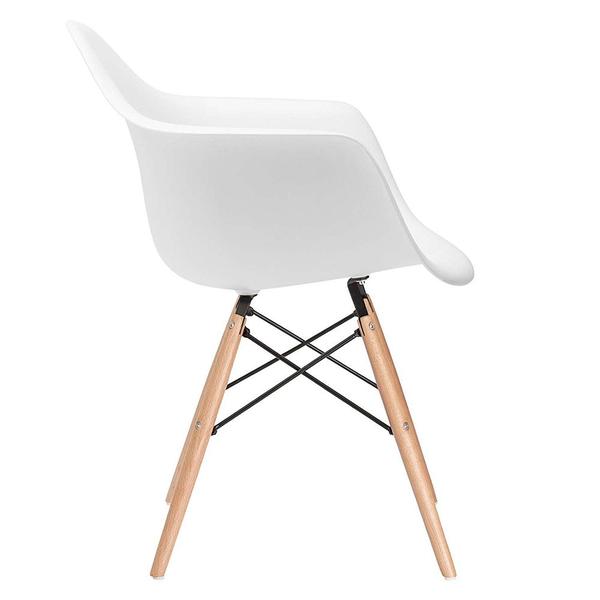 Imagem de Kit 2 Cadeiras Eames Eifflel com Braço Daw de Madeira com Assento Branco