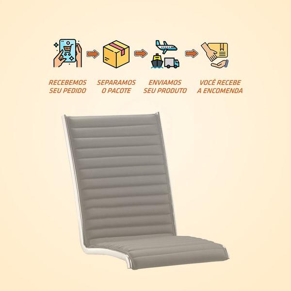 Imagem de Kit 2 Cadeiras Escritório Fixa Cinza Sem Braços Alezzi Prata