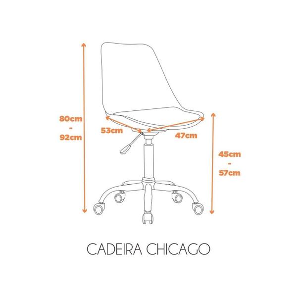 Imagem de Kit 2 Cadeiras Escritório Secretária Decorativa Eames Chicago Fratini