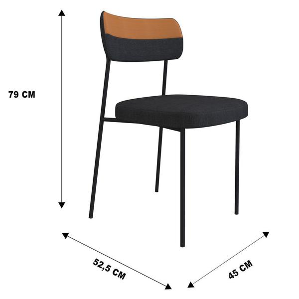 Imagem de Kit 2 Cadeiras Estofadas Milli Corano/Linho F02 Caramelo/Grafite - Mpozenato