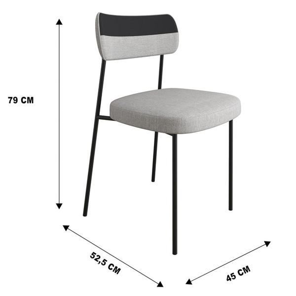 Imagem de Kit 2 Cadeiras Estofadas Milli Corano/Linho F02 Preto/Cinza - Mpozenato