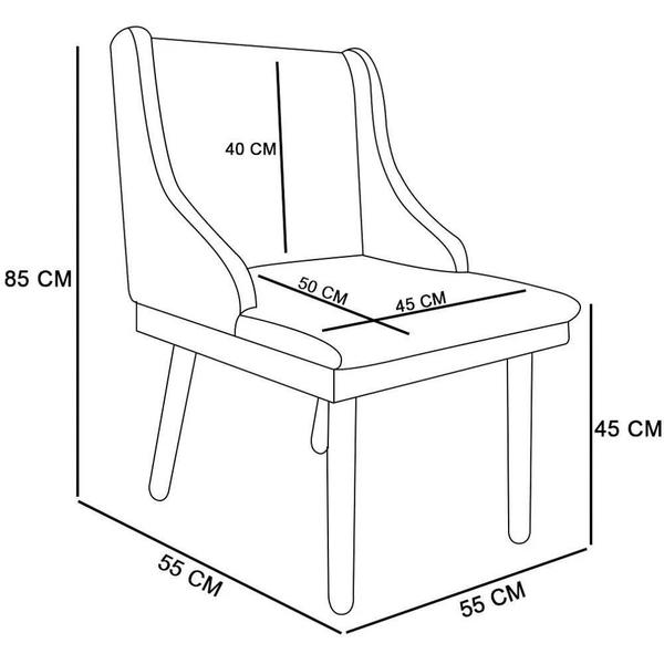 Imagem de Kit 2 Cadeiras Estofadas Para Sala De Jantar Pés Palito Lia Sintético Bege - Ibiza