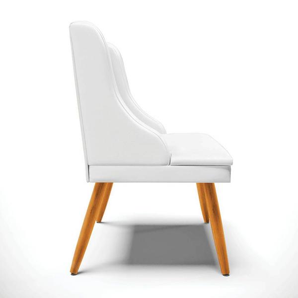 Imagem de Kit 2 Cadeiras Estofadas para Sala de Jantar Pés Palito Lia Sintético Branco - Ibiza