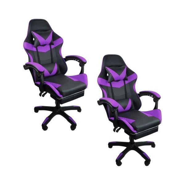 Imagem de Kit 2 Cadeiras Gamer Stillus Com Apoio Para Os Pés Roxo