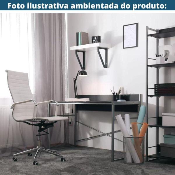 Imagem de Kit 2 Cadeiras Giratória Alta Office Manhattan Esteirinha Fratini Revestida em (PU) Branco Base Rodízio