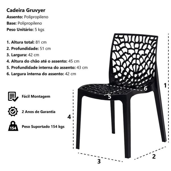 Imagem de Kit 2 Cadeiras Gruvyer Preta Sala Cozinha Jantar