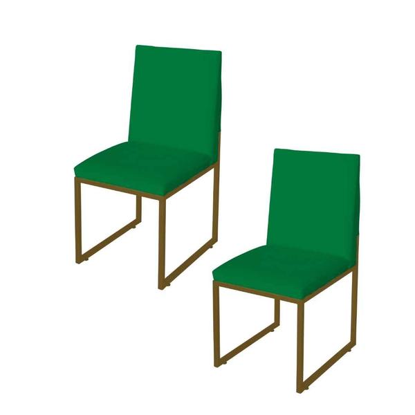 Imagem de Kit 2 Cadeiras Jantar Metálica Dourado Suede Garden - Mafer
