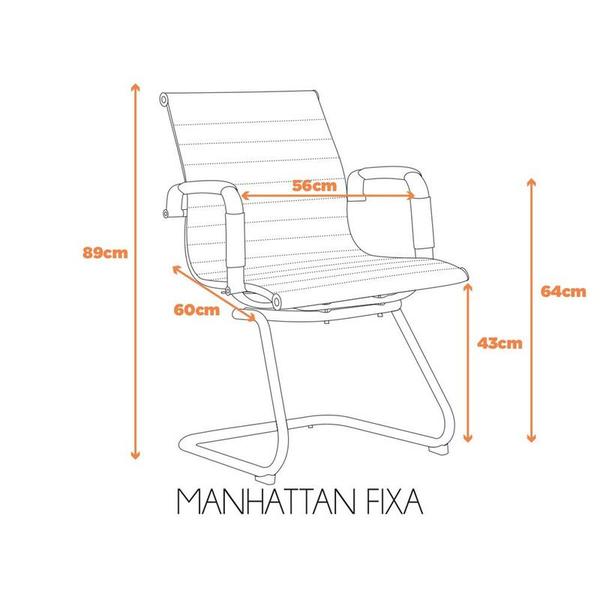 Imagem de Kit 2 Cadeiras Manhattan Base Fixa Branco Aço Couro Fratini