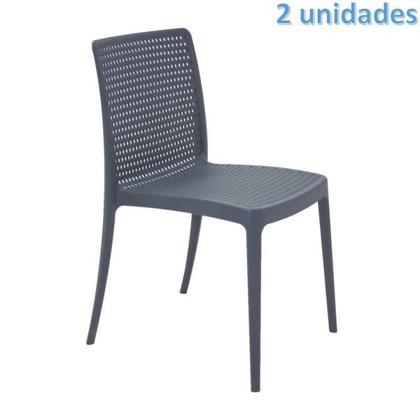 Imagem de Kit 2 cadeiras plastica monobloco isabelle azul navy tramontina