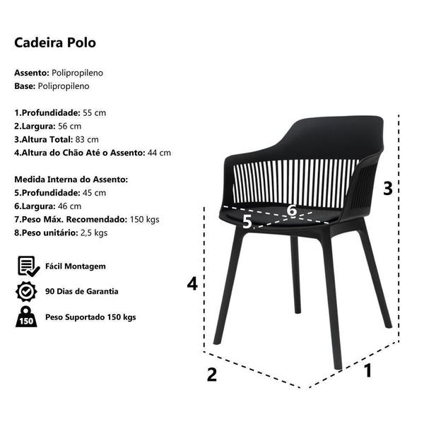 Imagem de Kit 2 Cadeiras Polipropileno Marcela Branca Cozinha Jantar