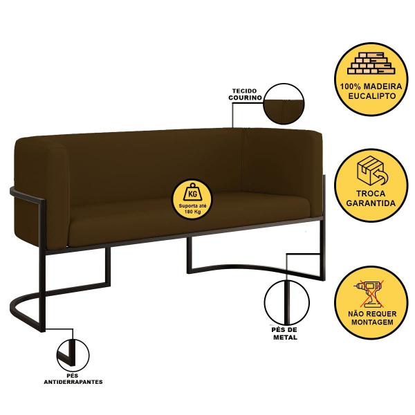 Imagem de Kit 2 Cadeiras Poltronas + Sofá 2 Lugares Base Preta material sintético