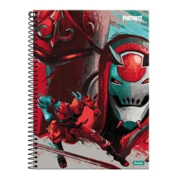 Imagem de Kit 2 Caderno Escolar Universitário Espiral 200f Fortnite