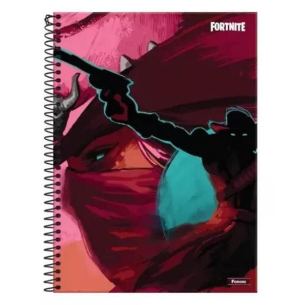 Imagem de Kit 2 Caderno Escolar Universitário Espiral 200f Fortnite