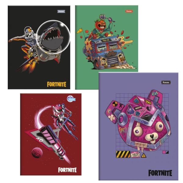 Imagem de Kit 2 Caderno Fortnite Brochurinha 96 Fls + Caderno Desenho