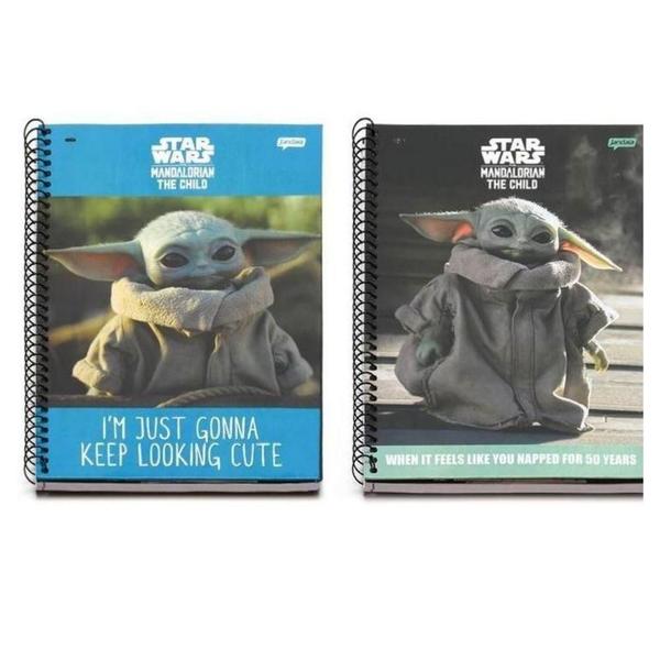 Imagem de Kit 2 Cadernos Star Wars Baby Yoda Keep 50years 10 Matérias