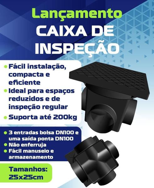 Imagem de Kit 2 Caixa De Inspeção Dn100 Passagem Gordura 25X25Cm 5 Lts