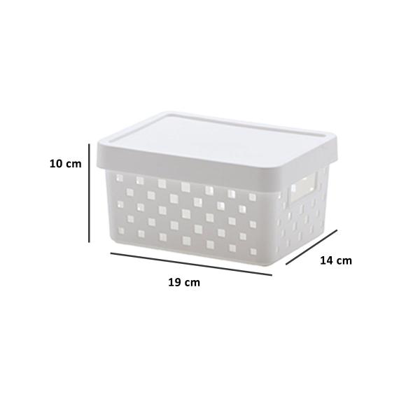 Kit 2 Caixa Organizadora C/ Tampa 19x14x10 Quadratta Branco 896 Paramount Imagem de Kit 2 Caixa Organizadora C/ Tampa 19x14x10 Quadratta Branco 896 Paramount