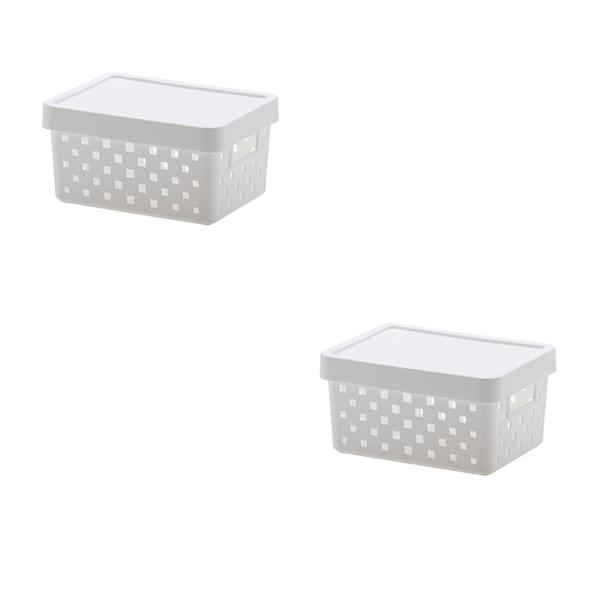 Kit 2 Caixa Organizadora C/ Tampa 19x14x10 Quadratta Branco 896 Paramount Imagem de Kit 2 Caixa Organizadora C/ Tampa 19x14x10 Quadratta Branco 896 Paramount