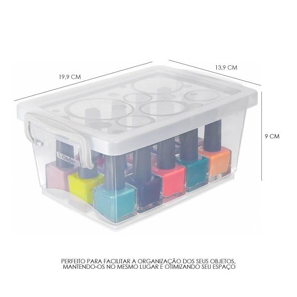 Imagem de Kit 2 Caixa Organizadora Pequena com Trava 1,5L Cristal Ordene