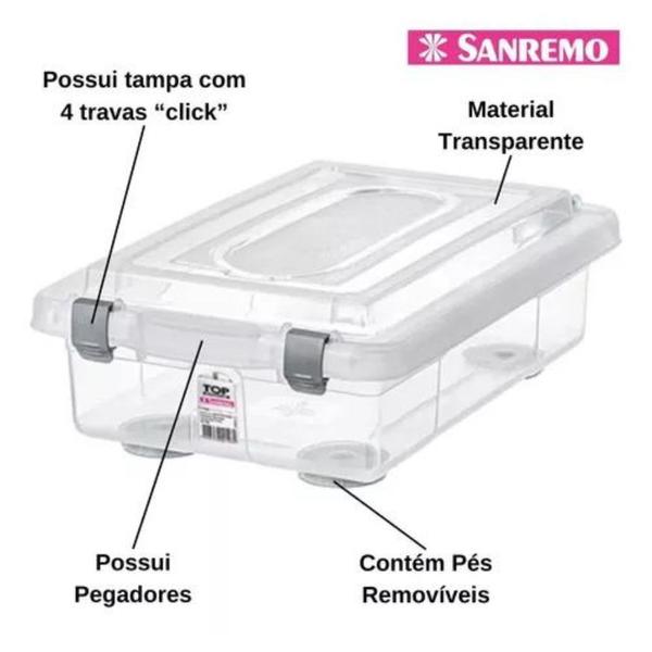 Kit 2 Caixa Organizadora Transparente 8,6 Litros Sanremo Imagem de Kit 2 Caixa Organizadora Transparente 8,6 Litros Sanremo