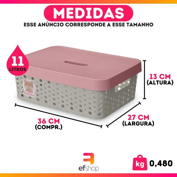 Imagem de Kit 2 Caixas Cesto Organizador Baby Bear Rosa Azul 11L Trama Rattan Infantil Quarto Criança - Usual