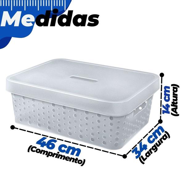 Imagem de Kit 2 Caixas Cestos Organizadores C/ Tampa Armário Gaveta Lavanderia 20L (46X34)