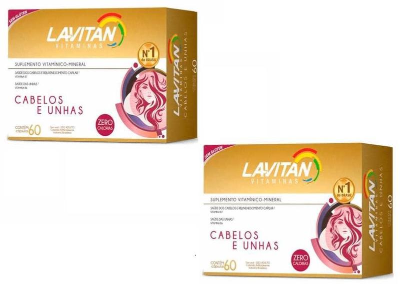 Imagem de Kit 2 Caixas Lavitan Mais Hair C/60 Cáp- Cabelos E Unha