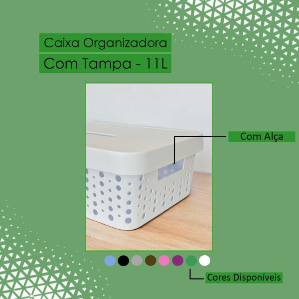 Imagem de Kit 2 Caixas Organizador com Tampa 11 Litros Rattan Usual 36x27x12 Multiuso Organizador de Ambiente Gaveta