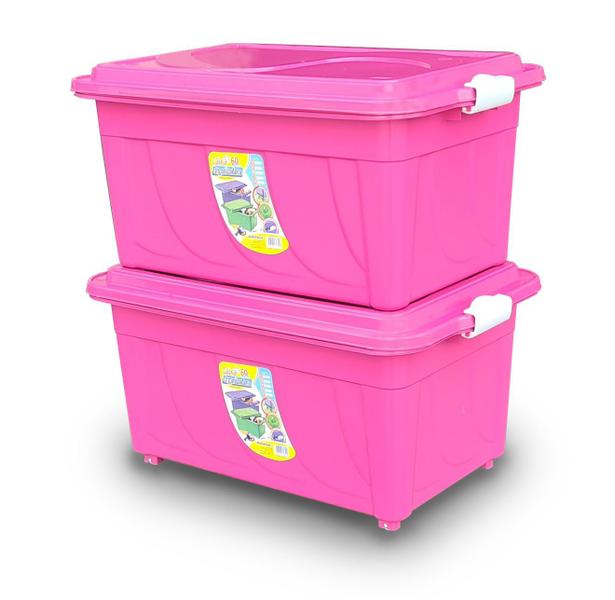 Kit 2 Caixas Organizadora Multiuso 60 Litros Com Tampa, Rodinhas E Travas - Agraplast Imagem de Kit 2 Caixas Organizadora Multiuso 60 Litros Com Tampa, Rodinhas E Travas
