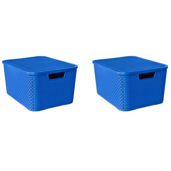 Imagem de Kit 2 Caixas Organizadora Rattan 7L C/Tampa Azul-Arqplast