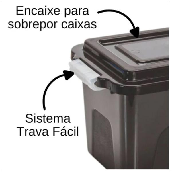 Imagem de Kit 2 Caixas Organizadoras Alta Black 8 L C/ Tampa e Trava