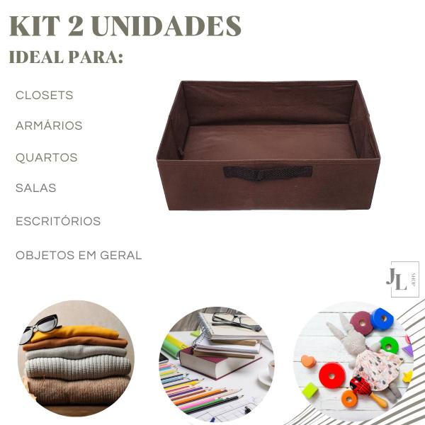 Imagem de Kit 2 Caixas Organizadoras Clouset Guarda Roupa Escritório Dobravel Várias Cores