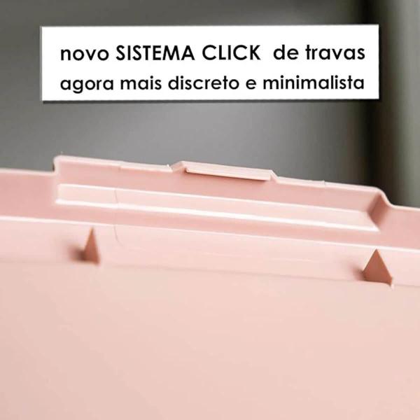 Imagem de Kit 2 Caixas Organizadoras com Tampa 30L Click Cesto Plástico Escritório Closet Lavanderia