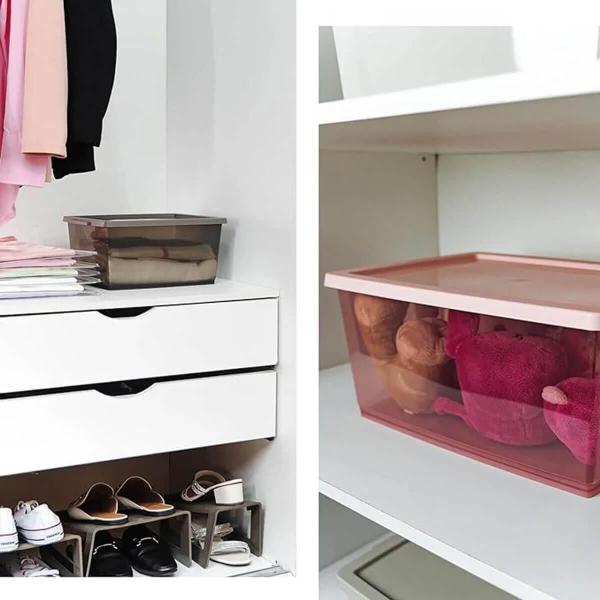 Imagem de Kit 2 Caixas Organizadoras com Tampa 30L Click Cesto Plástico Escritório Closet Lavanderia