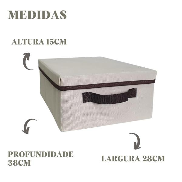 Imagem de Kit 2 Caixas Organizadoras Com Tampa Dobravel Clouset Guarda Roupa Escritório 28x15x38Cm