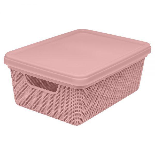 Imagem de Kit 2 Caixas Organizadoras Multiuso Decorativa Juta 5L Rosa