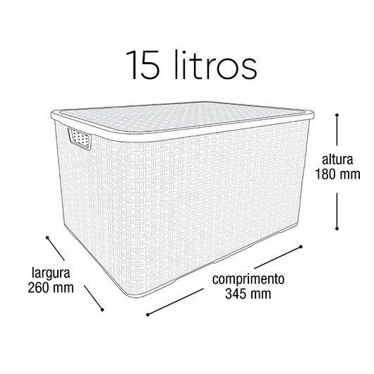 Imagem de Kit 2 Caixas Organizadoras Rattan Cor Branca 15 Litros Arqplast