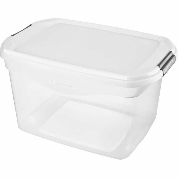 Kit 2 Caixas Organizadoras Transparente Tampa Com Travas 29L - Sanremo Imagem de Kit 2 Caixas Organizadoras Transparente Tampa Com Travas 29L