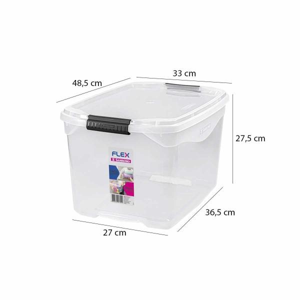 Kit 2 Caixas Organizadoras Transparente Tampa Com Travas 29L - Sanremo Imagem de Kit 2 Caixas Organizadoras Transparente Tampa Com Travas 29L