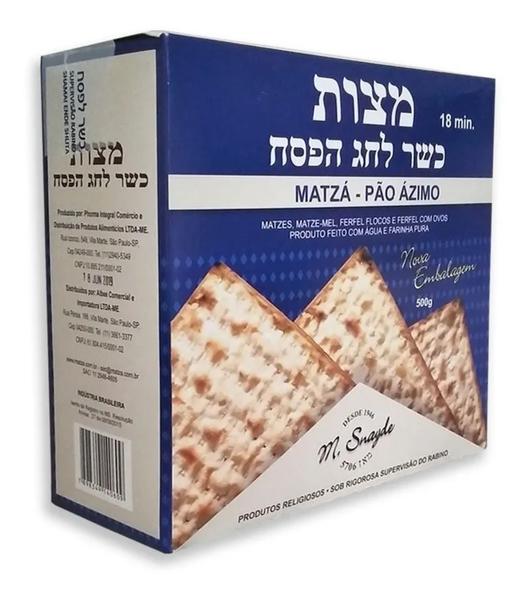 Kit 2 Caixas Pão Ázimo Matza Judaico Rabino M. Snayde 500gr Imagem de Kit 2 Caixas Pão Ázimo Matza Judaico Rabino M. Snayde 500gr