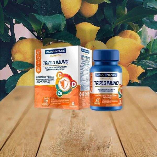 Imagem de Kit 2 caixas Triplo imuno Vitamina C 1000mg + Vitamina D 2000ui + Zinco - Catarinense