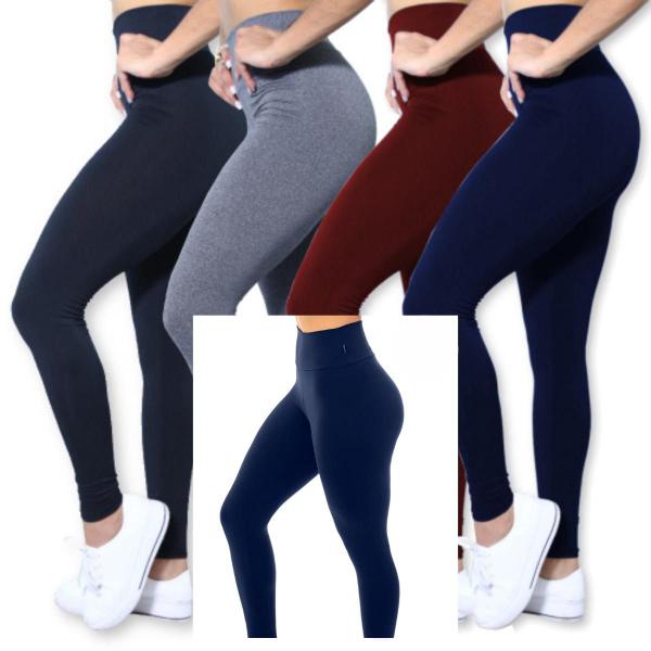 Imagem de Kit 2 Calça Legging Feminina Preta Grossa Dia A Dia Atacado